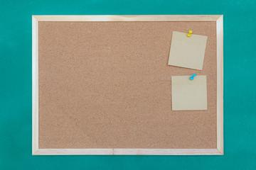 Close-up brown cork board, Empty bulletin board with free space copy for text.