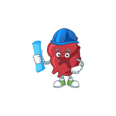 Talented Architect heart cartoon design style having blue prints