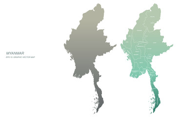 Obraz premium myanmar map. vector map of myanmar in asia country
