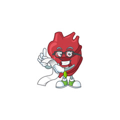 Mascot cartoon concept of heart with menu list