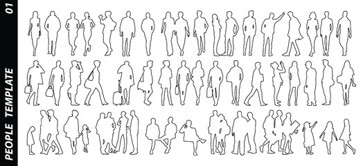 Collection of people sketches, vector Illustration, hand drawn - 344385475