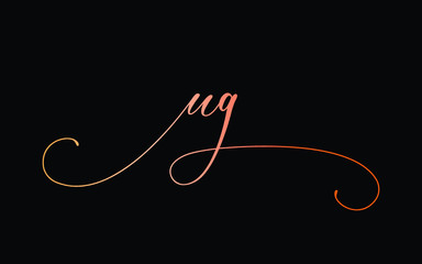 ug or u, g Lowercase Cursive Letter Initial Logo Design, Vector Template