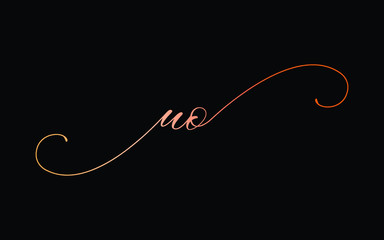 uo or u, o Lowercase Cursive Letter Initial Logo Design, Vector Template