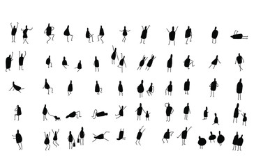 Silhouette of people, architecture sketch people in many actions2