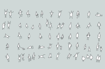 Outline of people, architecture sketch people in many actions2