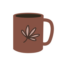 A cute cup with hot coffee or tea. Scandinavian style. Simple vector illustration.