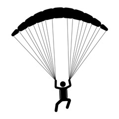 paraglider is flying on a parachute. Strengthens a person. Extreme sport. Isolated vector on white background