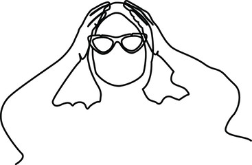one line continuous drawing hijab woman in fashion