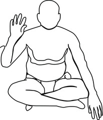 one line continuous drawing man meditate