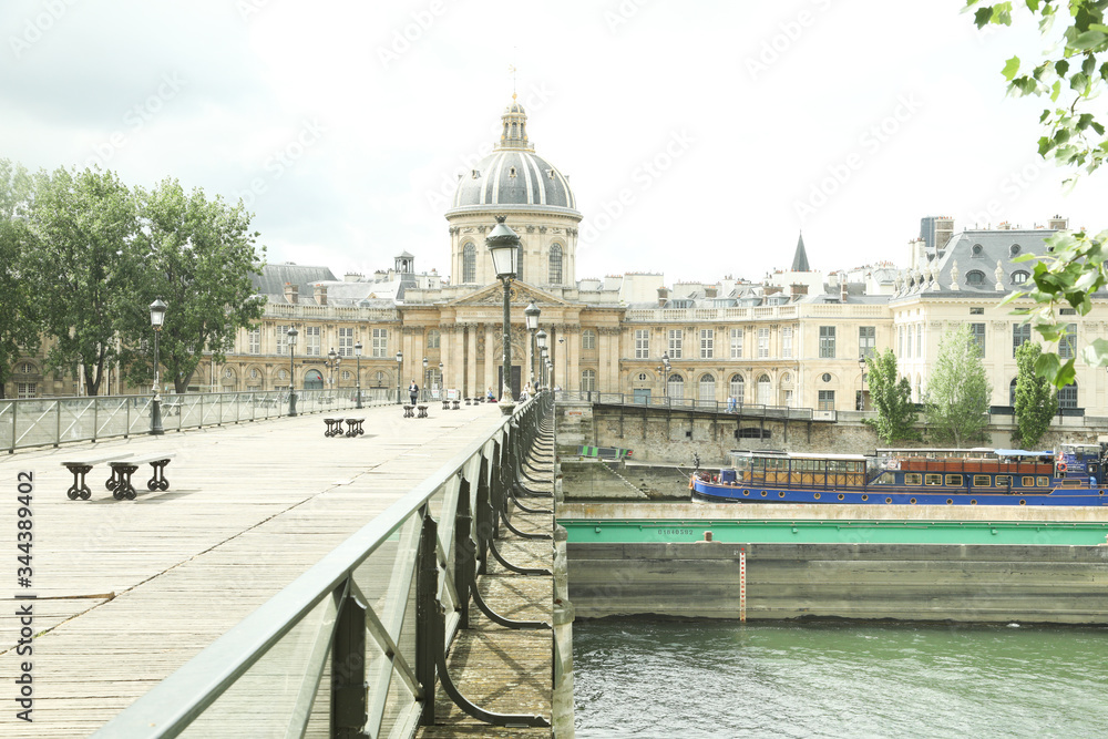 Wall mural Paris, pont des arts famous bridge under Seine river