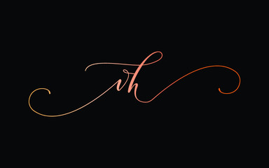 vh or v, h Lowercase Cursive Letter Initial Logo Design, Vector Template