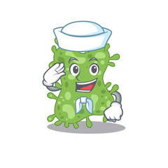 Sailor cartoon character of salmonella enterica with white hat