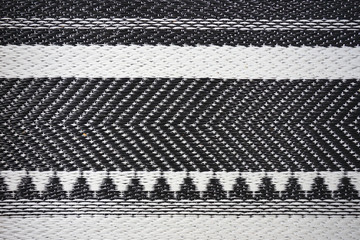 Black and white stripe plastic woven mat texture