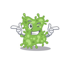 Cartoon design concept of salmonella enterica with funny wink eye