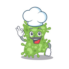 Salmonella enterica chef cartoon design style wearing white hat