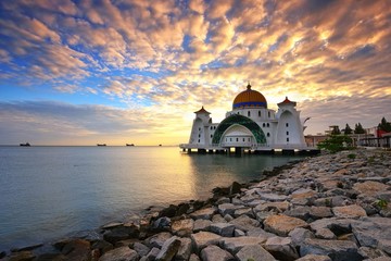 Malacca straits mosque (Masjid selat) .One of beautiful mosque in Malaysia.