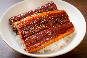 Japanese eel grilled with rice bowl or Unagi don