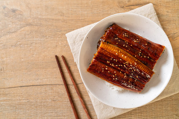 Japanese eel grilled with rice bowl or Unagi don