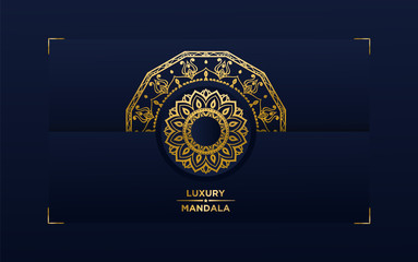 luxury ornamental mandala background  design with black & golden color