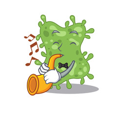 Talented musician of salmonella enterica cartoon design playing a trumpet