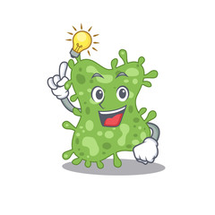 Mascot character design of salmonella enterica with has an idea smart gesture