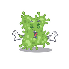 Rich cartoon character design of salmonella enterica with money eyes
