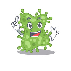 Salmonella enterica mascot character design with one finger gesture