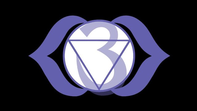 Chakra Ajna. Animation of Ajna chakra symbol denoting a lotus with two petals. Alpha Channel.