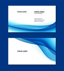 Business card abstract blue wave pattern template