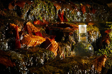 Glass flask with clear water.