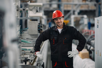 Portrait of worker in factory.	