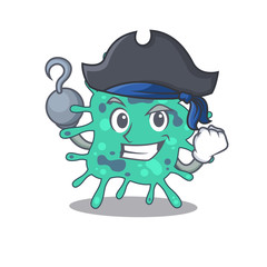 Shigella boydii cartoon design style as a Pirate with hook hand and a hat