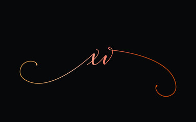 xv or x, v Lowercase Cursive Letter Initial Logo Design, Vector Template