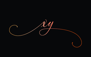 xy or x, y Lowercase Cursive Letter Initial Logo Design, Vector Template