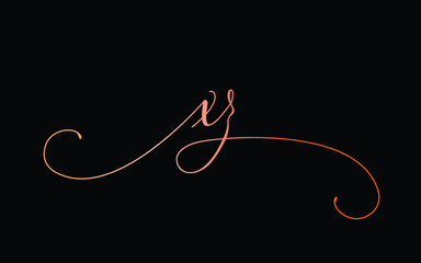 xz or x, z Lowercase Cursive Letter Initial Logo Design, Vector Template