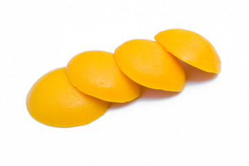 Yellow wax isolated on white background.