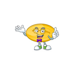 Cartoon character design of Geek oil capsule wearing weird glasses