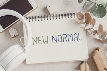 New normal word for disruptive innovation way of work from home, homeschooling, online meeting,...