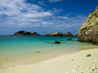 tropical beach with blue sky