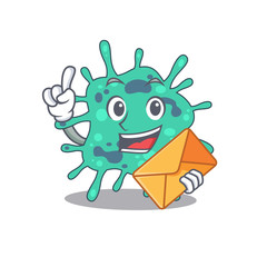 Happy shigella boydii mascot design concept with brown envelope