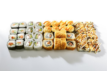 Roll set on white background top view