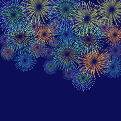 Fireworks material. Night sky fireworks background. Fireworks appear in the summer night sky.
背景：花火 はなび 打上花火 夜空 夏 祭り 夜景