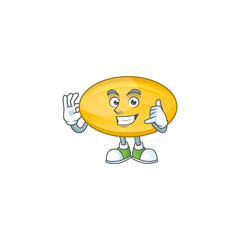 Oil capsule mascot cartoon design make a call gesture