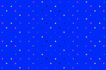 Seamless texture in a minimalistic style. Bright blue background with triangles of different colors