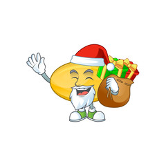 Santa oil capsule Cartoon character design with sacks of gifts