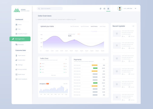 
Infographic Dashboard. UI Design With Graphs, Charts And Diagrams. Web Interface Template For Business Presentation.