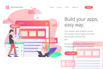 Landing page website template design. Modern flat design vector illustration concepts of web page design for website and mobile website development. Easy to edit and customize.