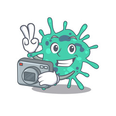 Shigella boydii mascot design as a professional photographer working with camera