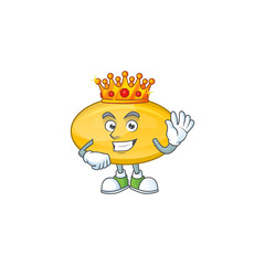 The Charismatic King of oil capsule cartoon character design wearing gold crown