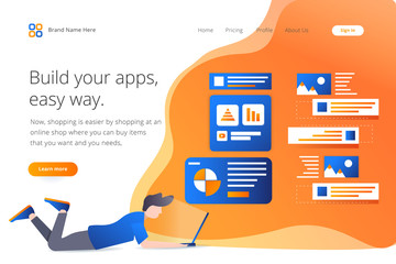 Landing page website template design. Modern flat design vector illustration concepts of web page design for website and mobile website development. Easy to edit and customize.